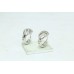 Fashion Hoop Bali Earrings white Gold Plated 4 line white Zircon Stones